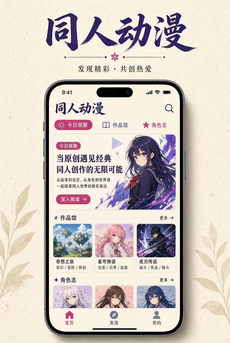 同人动漫APP栏目主题画面